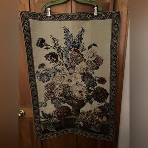 Tan Gothic Witchy Floral Tapestry/Tapestry W/ Flower Design